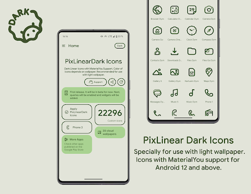 PixLinear Dark Icon Pack ekran görüntüsü