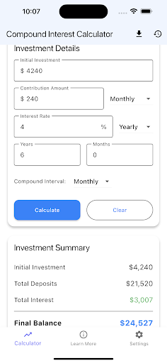 Compound Interest Calculator ekran görüntüsü
