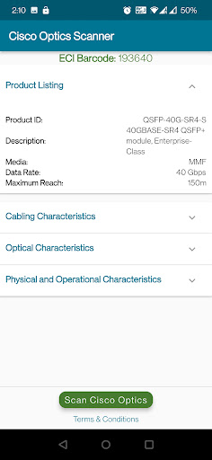 Cisco Optics Scanner ekran görüntüsü