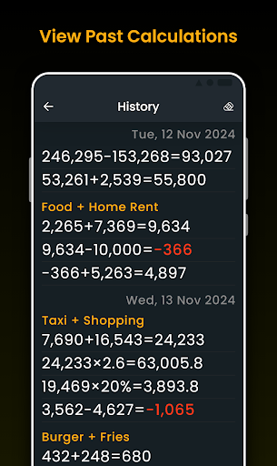 Simple Calculator with History ekran görüntüsü