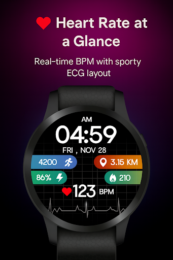 Heart Rate Digital WatchFace ekran görüntüsü