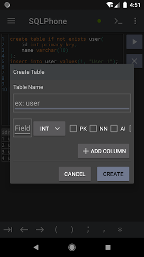 SQLPhone : SQL Interpreter ekran görüntüsü