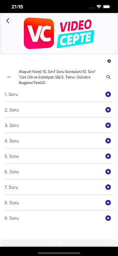 Video Cepte ekran görüntüsü