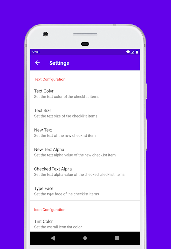 Material Checklist (Library) ekran görüntüsü