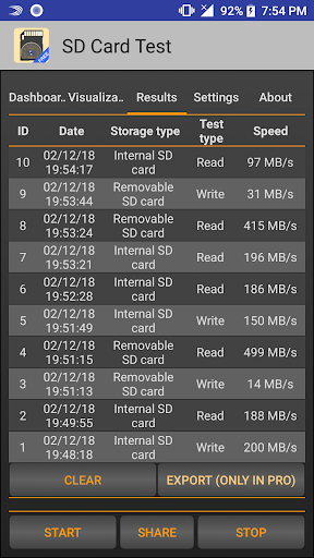 SD Card Test ekran görüntüsü