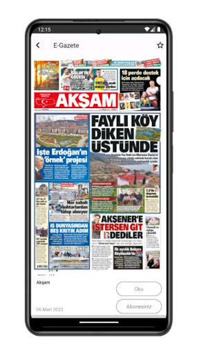 Akşam E-Gazete ekran görüntüsü