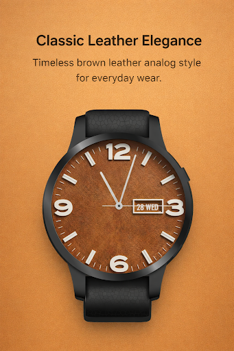Analog Brown Leather WatchFace ekran görüntüsü