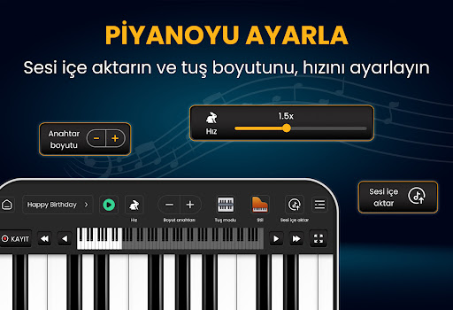 Piyano, Bateri Öğrenin ekran görüntüsü