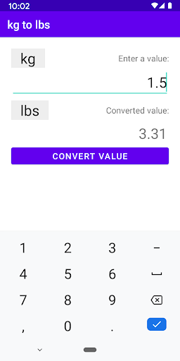 kg to lbs ekran görüntüsü