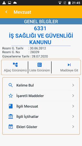 İSG Mevzuatı ekran görüntüsü