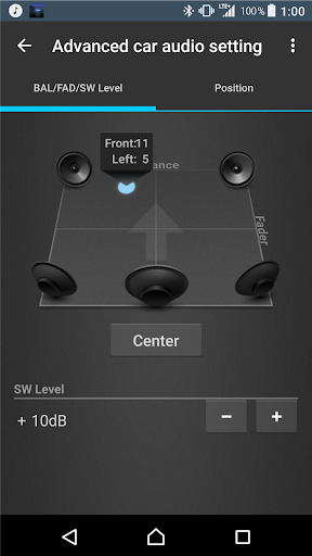 Advanced car audio setting ekran görüntüsü