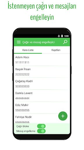 Numara ve SMS mesaj engelleme ekran görüntüsü