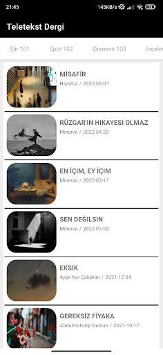 Teletekst Dergi ekran görüntüsü