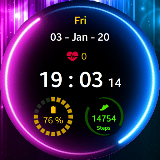 Neon Blue Pink Watch Face ekran görüntüsü