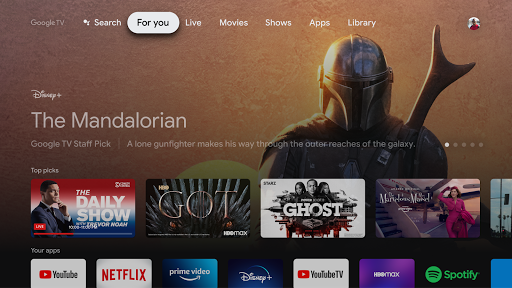 Google TV Home ekran görüntüsü