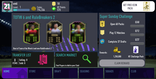 NT 21 Draft + Pack Opener ekran görüntüsü