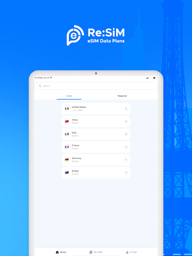 ReSIM: Seyahat eSIM İnternet ekran görüntüsü
