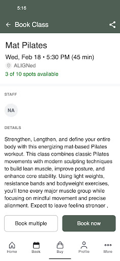 ALIGNed Pilates ekran görüntüsü