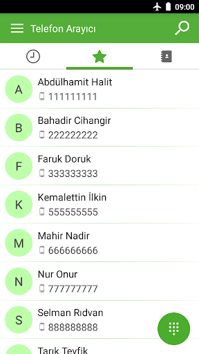 Telefon uygulaması ekran görüntüsü