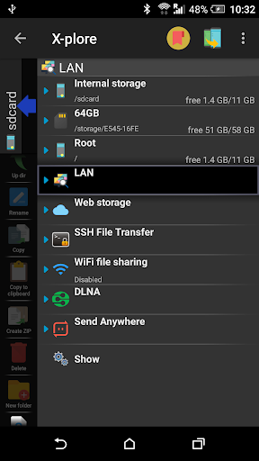 X-plore File Manager ekran görüntüsü