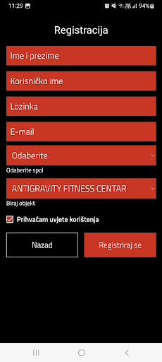 ANTIGRAVITY fitness centar ekran görüntüsü