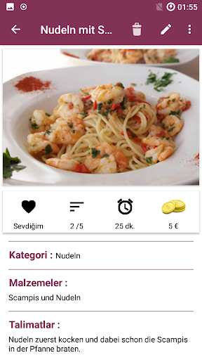 Yemek tarifleri ekran görüntüsü