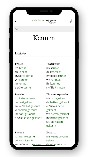 German conjugation ekran görüntüsü