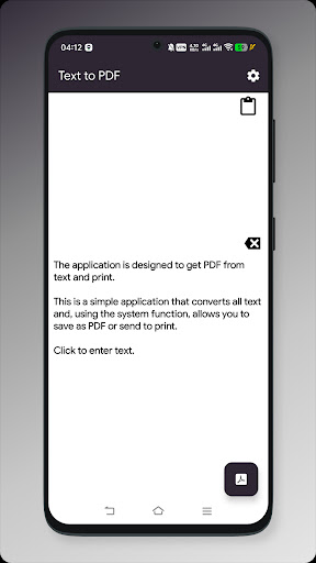 Text to PDF and Print ekran görüntüsü