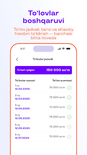 Uzum Nasiya: muddatli to'lov ekran görüntüsü