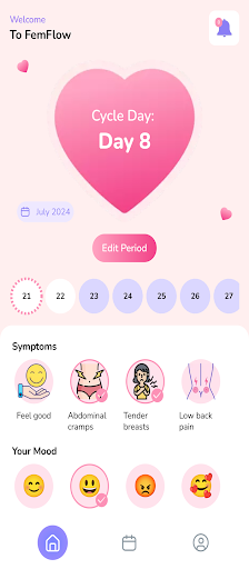 Periodo menstrual pms tracker ekran görüntüsü