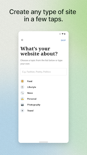 Jetpack, Web Sitesi Oluşturucu ekran görüntüsü
