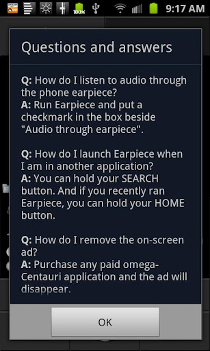 Earpiece ekran görüntüsü