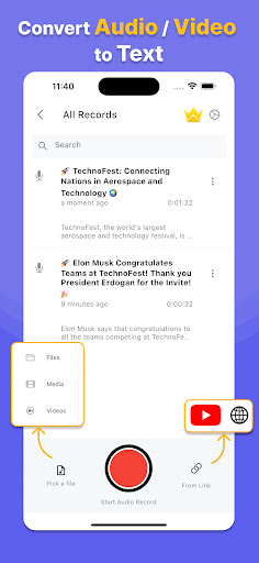 Speech to Text Transcribe + ai ekran görüntüsü