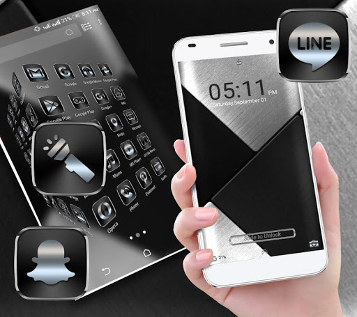 Black Silver Launcher Theme ekran görüntüsü