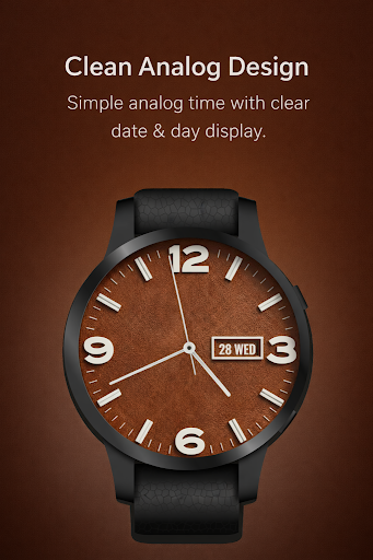 Analog Brown Leather WatchFace ekran görüntüsü