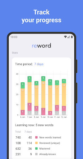 Learn Portuguese with ReWord ekran görüntüsü