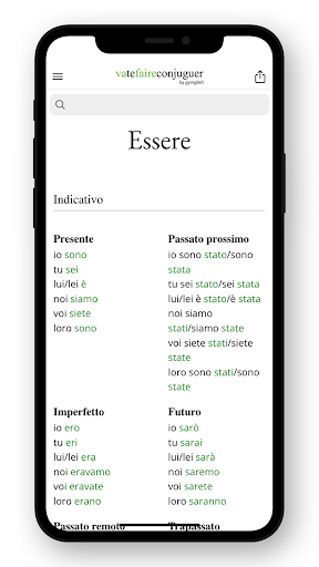 Italian conjugation ekran görüntüsü