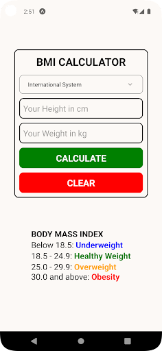 BMI Calculator ekran görüntüsü