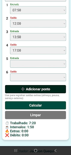 Calculadora de Ponto ekran görüntüsü