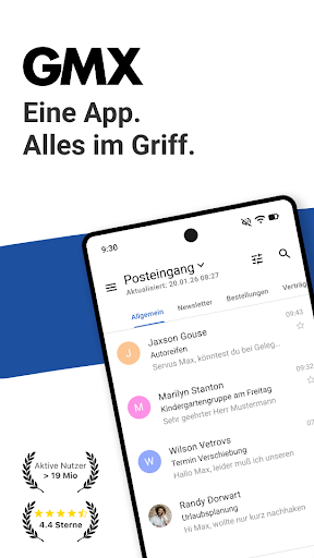 GMX - Mail, Cloud & News ekran görüntüsü