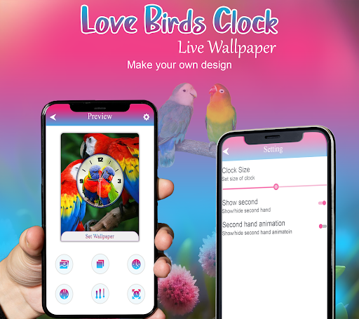 Love Bird Clock Live Wallpaper ekran görüntüsü