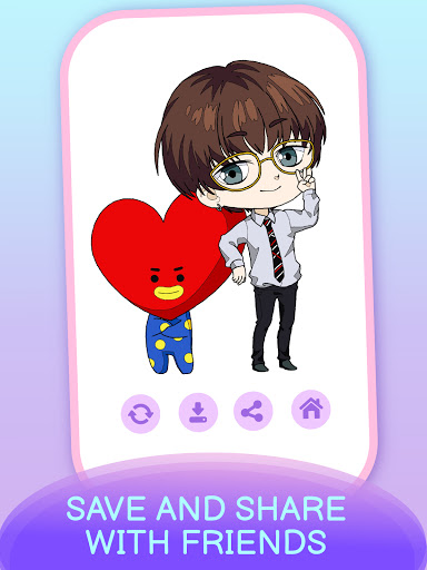 KPOP Chibi Coloring by Number ekran görüntüsü
