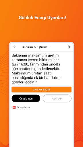 Güneş PV Tahmini ve Uyarılar ekran görüntüsü