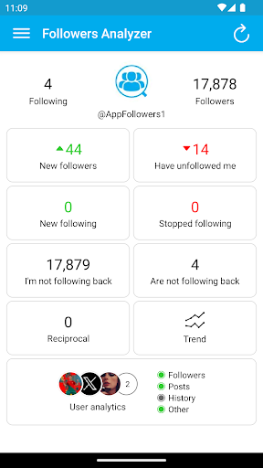 Followers Analyzer for Twitter ekran görüntüsü