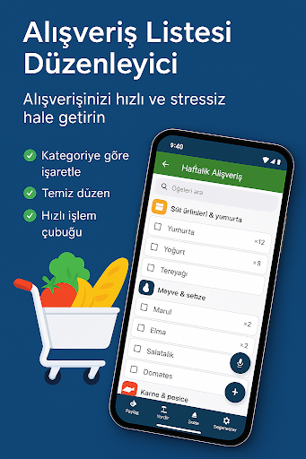 Düzenli alışveriş listesi ekran görüntüsü
