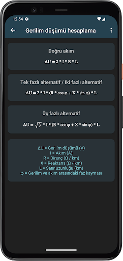 Elektriksel Hesaplamalar ekran görüntüsü