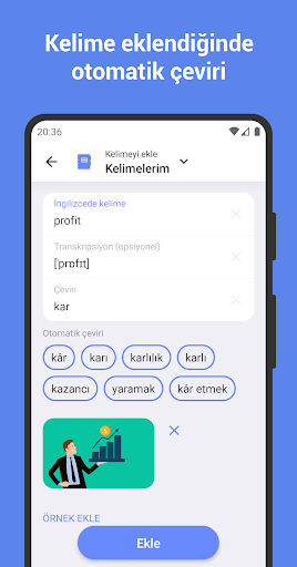 İngilizce kelime öğrenme ekran görüntüsü