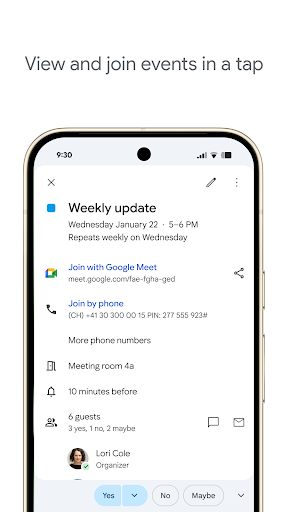Google Takvim ekran görüntüsü