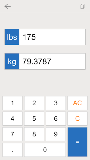 lbs kg converter ekran görüntüsü