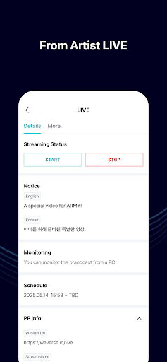 Weverse Backstage ekran görüntüsü